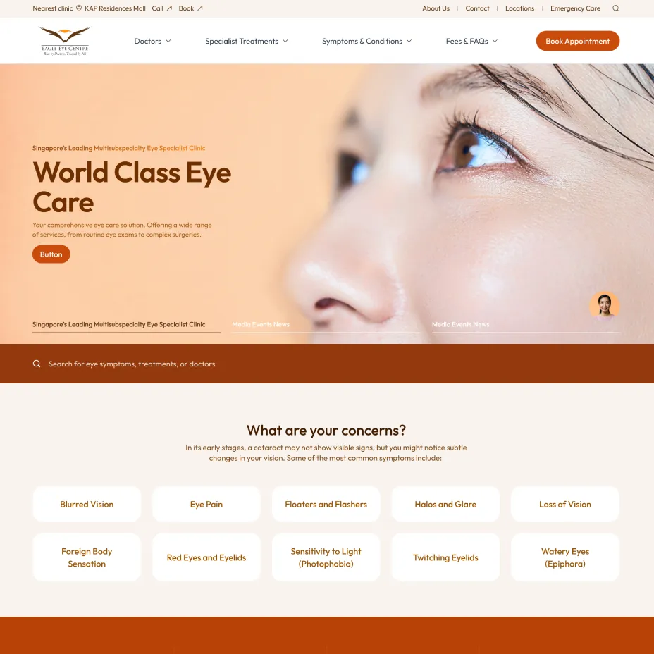 Eagle Eye Centre website, redesigned by Nearer Studio