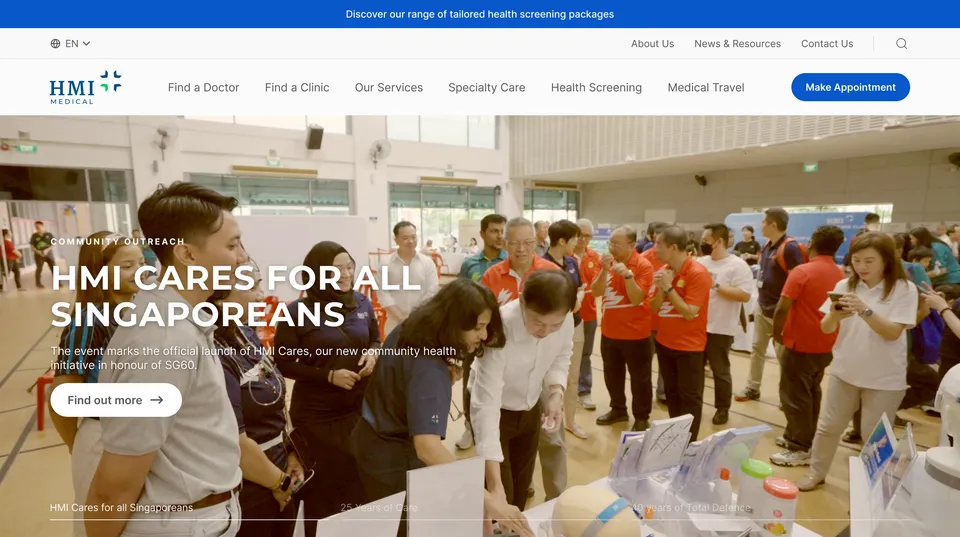 HMI Medical website, redesigned by Nearer Studio